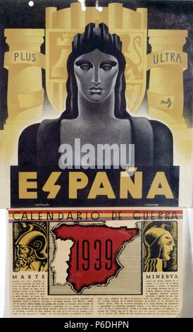 GUERRA CIVILE ESPAÑOLA 1936 - 1939. ' CALENDARIO DE GUERRA , año 1939 '. EDITADO POR LA ESPAÑA REPUBLICANA. Foto Stock