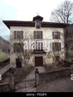 BAROJA, PIO. ESCRITOR Y NOVELISTA ESPAÑOL , SAN SEBASTIAN. 1872 - 1956. VERA DE BIDASOA. CASERON DE IZTEA. FACHADA DE LA CASA DEL ESCRITOR. Foto Stock