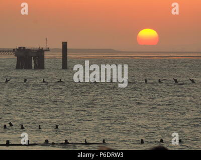 Sheerness, Kent, Regno Unito. Il 29 giugno, 2018. Regno Unito Meteo: il tramonto a Sheerness, Kent. Credito: James Bell/Alamy Live News Foto Stock