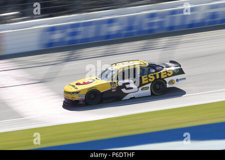 Di Joliet, in Illinois, Stati Uniti d'America. Il 29 giugno, 2018. Jeb Burton (3) prende il via alla pratica per la Overton's 300 alla gara motociclistica su pista di Chicagoland in Joliet, Illinois. Credito: Justin R. Noe Asp Inc/ASP/ZUMA filo/Alamy Live News Foto Stock