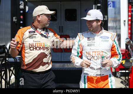 Di Joliet, in Illinois, Stati Uniti d'America. Il 29 giugno, 2018. Chase Briscoe (60) è pronta per la pratica per la Overton's 300 alla gara motociclistica su pista di Chicagoland in Joliet, Illinois. Credito: Stephen A. Arce/ASP/ZUMA filo/Alamy Live News Foto Stock