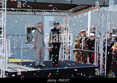 Vigore il giorno, Llandudno, Wales UK, Sabato 30 Giugno 2018. Princess Anne e Theresa Maggio, frequentando le forze armate giorno Llandudno. Carta di credito/Mike Clarke/ Alamy Live News Foto Stock