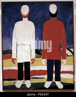 MALEVICH. KASIMIR. PINTOR RUSO. 1878 - 1935. ' CAMPESINOS ' OLEO del año 1928. MUSEO ESTATAL RUSO. PETERSBURGO DI SAN. Foto Stock