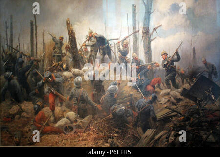 . Tedesco: Erstürmung der Höhe 285.- Argonnen, 13. Juli 1915 Storming della Collina 285 nella Foresta delle Argonne su 13/07/1915 1915 74 1915 Schoebel Kriegsszene Argonnen 1915 anagoria Foto Stock