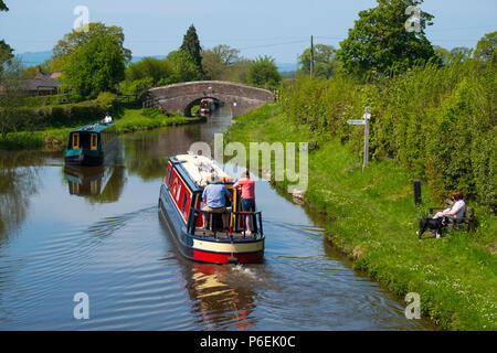 Battelli sul Llangollen Canal a minore Frankton, Shropshire. Foto Stock