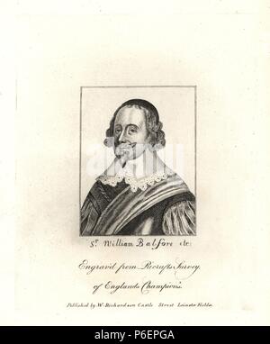 Sir William Balfore, cavaliere del tenente della torre, 1631. Da una stampa in Ricraft's " indagine di Inghilterra del Champions", 1649. Incisione su rame da Richardson "Ritratti che illustra Granger biografico della storia dell'Inghilterra", London, 1792-1812. Pubblicato da William Richardson, printseller, Londra. James Granger (1723-1776) era un ecclesiastico inglese, biografo e collezionista di stampa. Foto Stock