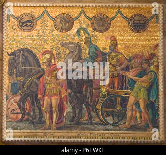 Inglese: J. A. Holzer, Svizzera, 1858 - 1935 Storia omerica (destra dettaglio), 1894 Mosaico Princeton University PP319 . 1894 53 Holzer, J. A., storia omerica (destra dettaglio), 1894 Foto Stock