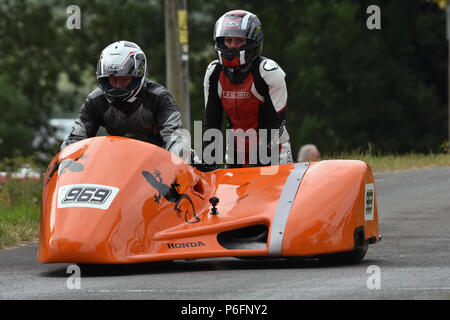 Gurston Down WILTSHIRE REGNO UNITO Giugno 2017. Sidecar racing al Gurston Down Hill climb event Foto Stock