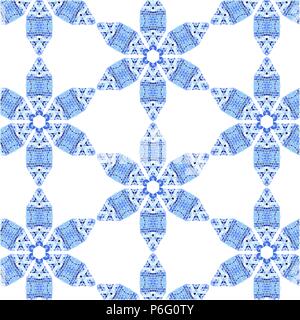 Pizzo floreale blu colorato ornamento etnico modello senza giunture Illustrazione Vettoriale