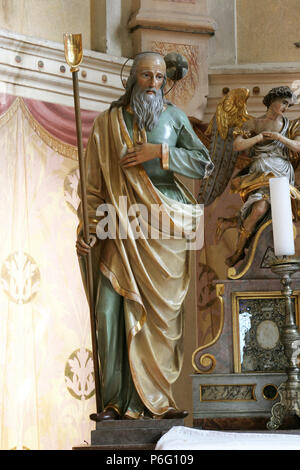 San Gioacchino, statua sull altare principale nella chiesa dell Assunzione della Vergine Maria in Zakanje, Croazia Foto Stock