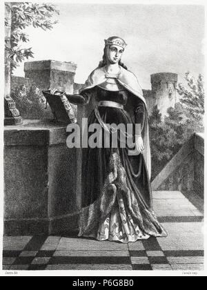 Historia de España. Doña Berenguela de Castilla (1179-1246), esposa del Rey Alfonso IX de León. Grabado de 1872. Foto Stock