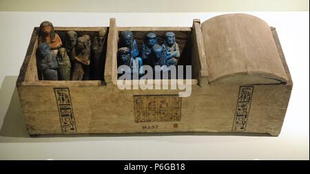L'Egitto. Cassa di legno per ushabties. Museo archeologico. Istanbul. La Turchia. Foto Stock
