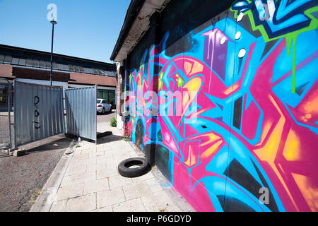 Arte di strada al mercato di Sneinton, Nottingham City Nottinghamshire England Regno Unito Foto Stock