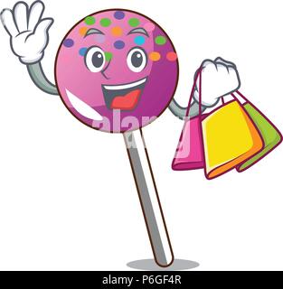 Shopping lollipop con carattere irrora cartoon Illustrazione Vettoriale