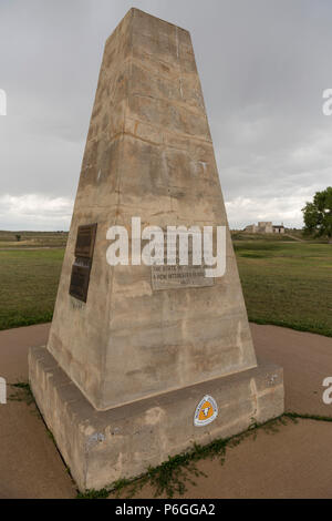 Una lapide commemorativa. Settembre, 2016. Fort Laramie, Wyoming USA Foto Stock