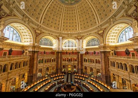 La principale sala Reagind. La Biblioteca del Congresso. Washington DC, Stati Uniti d'America Foto Stock