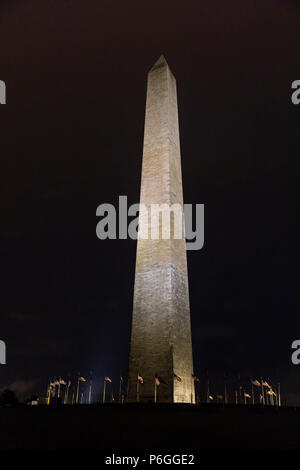 Il Monumento a Washington di notte. Washington DC, Stati Uniti d'America Foto Stock