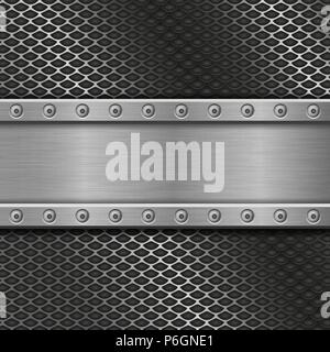 Metallica forata sfondo con rivetti Illustrazione Vettoriale
