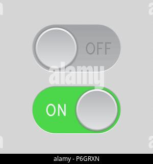Acceso e Spento Verde interruttore a levetta pulsanti di scorrimento Illustrazione Vettoriale