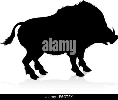 Il cinghiale Warthog Silhouette di animali Illustrazione Vettoriale