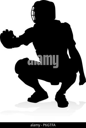 Giocatore di Baseball Silhouette Illustrazione Vettoriale