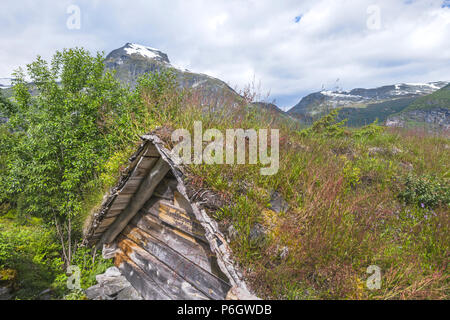 Alp antiche capanne di Homlongsetra, Norvegia, malghe di ex contadini di montagna Foto Stock