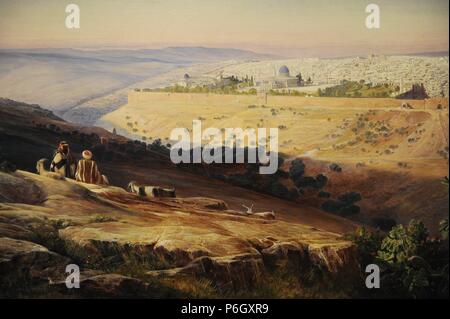 Edward Lear (1812-1888). Pittore inglese. Gerusalemme dal monte degli Ulivi, 1858-59. Olio su carta su tela. Museo di Israele. Gerusalemme. Foto Stock