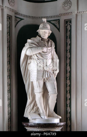 Le figure dei leggendari fondatori e patroni dell'abbazia, Sala Verde in Amorbach abbazia benedettina, Germania Foto Stock