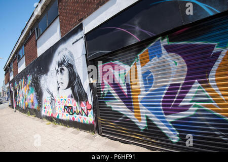 Arte di strada al mercato di Sneinton, Nottingham City Nottinghamshire England Regno Unito Foto Stock