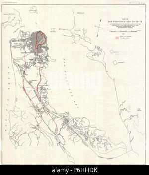 1907 Indagine geologica Mappa di San Francisco Peninsula dopo 1906 Terremoto - Geographicus - Sanfrancisco-geologicalsurvey-1906. Foto Stock