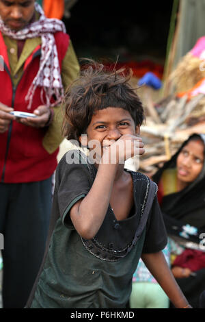 Ritratto di pellegrino durante il Maha Kumbh Mela 2013 in Allahabad , India Foto Stock
