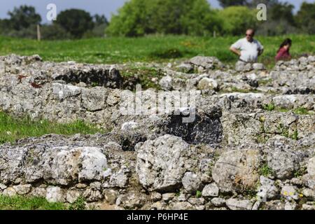 Conimbriga, Ciudad del Conventus Scallabitanus, provincia romana de Lusitania, cerca de Condeixa-a-Nova, Distrito de Coimbra, Portogallo, Europa. Foto Stock