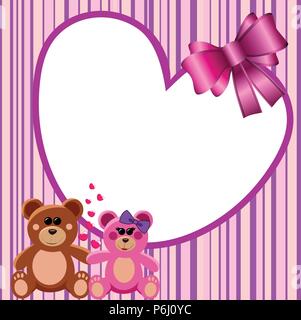 Amore cuore telaio Orsacchiotti Illustrazione Vettoriale