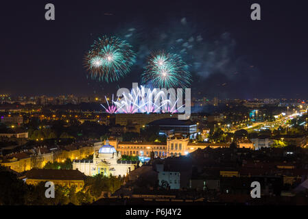 Festival dei fuochi d'artificio di Zagabria ( Bundek ), Croazia Foto Stock