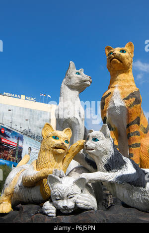 Punto di riferimento cat statua Kuching Sarawak Malaysia Foto Stock