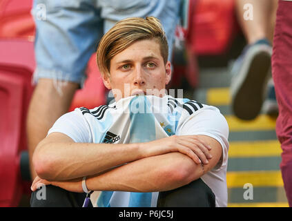 Kazan, Russia. 30 GIU, 2018. Argentina - Francia, calcio, Kazan, Giugno 30, 2018 argentina ventola, triste, deluso, arrabbiato, emozioni, delusione e frustrazione, frustrato tristezza, disperato, disperazione, ARGENTINA - Francia Coppa del Mondo FIFA 2018 RUSSIA, meglio di 16 , stagione 2018/2019, 30 giugno 2018 Stadium K a z a n - a r e n un a Kazan, Russia. © Peter Schatz / Alamy Live News Foto Stock