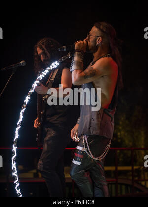 Bergamo, Italia - 29 Giugno 2018: l'Italiano band power metal LIONSOUL suona al Festival BIRRANBANDA di Sanpaolo d'Argon (BG). Brambilla Simone Live News fotografo Credito: Simone Brambilla/Alamy Live News Foto Stock