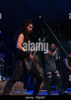 Bergamo, Italia - 29 Giugno 2018: l'Italiano band power metal LIONSOUL suona al Festival BIRRANBANDA di Sanpaolo d'Argon (BG). Brambilla Simone Live News fotografo Credito: Simone Brambilla/Alamy Live News Foto Stock