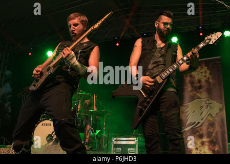 Bergamo, Italia - 29 Giugno 2018: l'Italiano band power metal LIONSOUL suona al Festival BIRRANBANDA di Sanpaolo d'Argon (BG). Brambilla Simone Live News fotografo Credito: Simone Brambilla/Alamy Live News Foto Stock