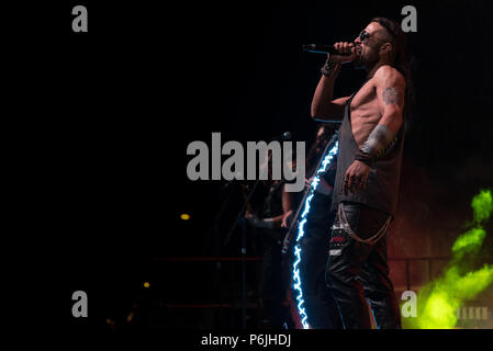 Bergamo, Italia - 29 Giugno 2018: l'Italiano band power metal LIONSOUL suona al Festival BIRRANBANDA di Sanpaolo d'Argon (BG). Brambilla Simone Live News fotografo Credito: Simone Brambilla/Alamy Live News Foto Stock