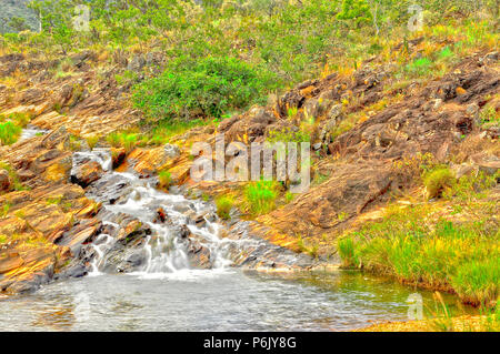 Cascata orizzontale in corrispondenza di Serra da Canastra National Park, Minas Gerais, Brasile Foto Stock