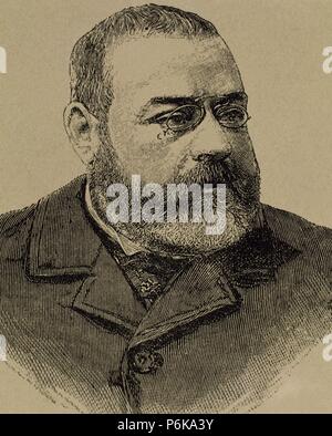 Josep Feliu i Codina (1845-1897). Catala n giornalista e scrittore. Incisione. Xix secolo. Foto Stock