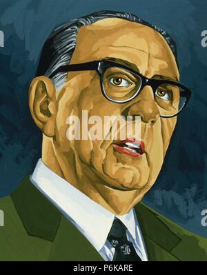 AZNAR ZUBIGARAY, Manuel (Echalar, 1894-Madrid, 1975). Periodista y diplomático español. Vinculado al Partido Nacionalista Vasco (PNV) entre 1917 y 1922. Direttore de "El Sol'de Madrid entre 1918 y 1922, de " El País " en la Habana 1922-1926 y de "La Vanguardia" de Barcelona entre 1960 y 1963. Embajador en la República Dominicana entre 1948 y 1951, en Argentina 1951-1955 y en Marruecos 1963-1964. Representante permanente ante la O. N. U. 1964-1967. Autor de "Historia de la Guerra Civil Española" (1940). Acuarela. Foto Stock