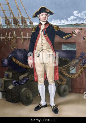 John Paul Jones (1747-1792). Marinaio scozzese. Incisione. Xix secolo. Colorati. Foto Stock