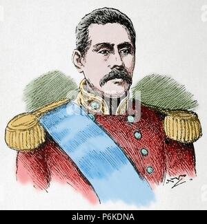 Susuga Malietoa Laupepa (1841-1898). Righello di Samoa nel tardo XIX secolo. Incisione. La Ilustracion Artistica, 1898. Colorati. Foto Stock