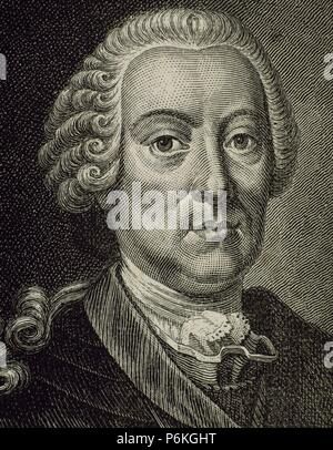 Conte Leopold Joseph von Daun (1705-1766), il più tardi il principe di Thiano, austriaca archiviato il maresciallo. Incisione. Ritratto. Xix secolo. Foto Stock