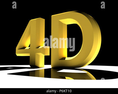 3d illustrazione riflettente con 4d lettere backlit su sfondo bianco Foto Stock