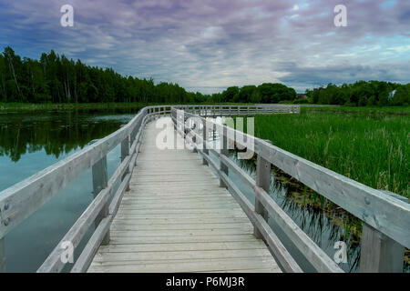 Passeggiata sul lago e palude alla Sackville Waterfowl Park di Sackville, New Brunswick, Canada. Foto Stock