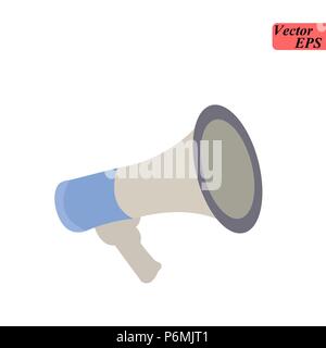 Megafono isolato su sfondo. Icona Bullhorn. Social media marketing digitale concetto. Illustrazione Vettoriale. Cartoon piatto design. Illustrazione Vettoriale