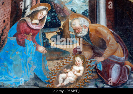 Cattedrale dell Assunzione di Maria e di San Giovanni Battista. Natività di Cristo. Aosta. L'Italia. Foto Stock